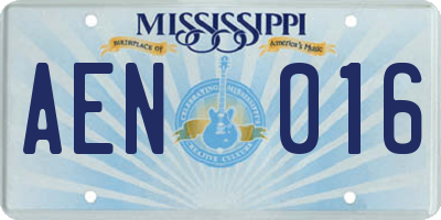 MS license plate AEN016