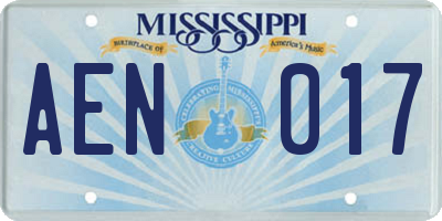 MS license plate AEN017