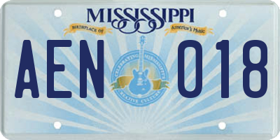 MS license plate AEN018