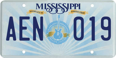 MS license plate AEN019