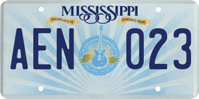 MS license plate AEN023