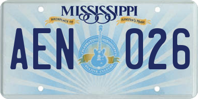 MS license plate AEN026
