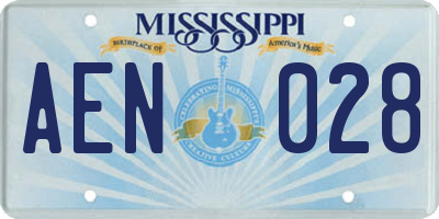 MS license plate AEN028