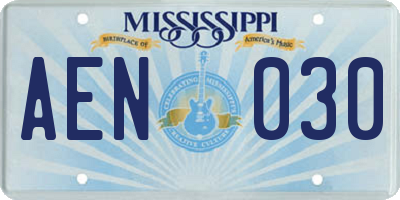 MS license plate AEN030