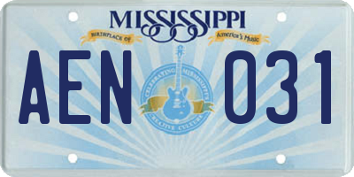 MS license plate AEN031