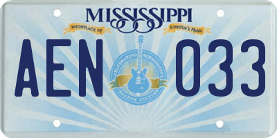 MS license plate AEN033