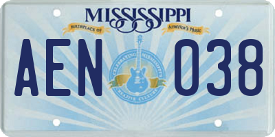 MS license plate AEN038