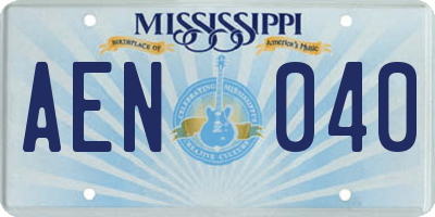 MS license plate AEN040