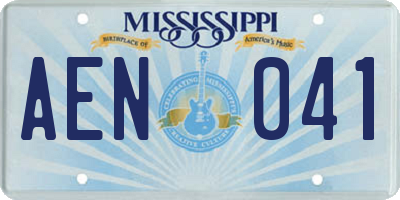 MS license plate AEN041