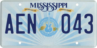 MS license plate AEN043