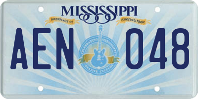 MS license plate AEN048