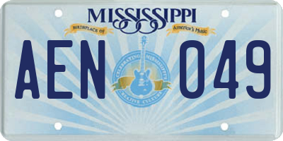 MS license plate AEN049