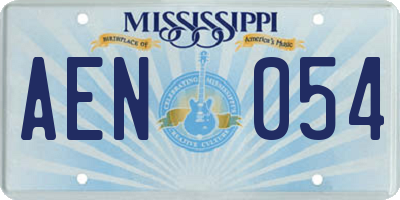 MS license plate AEN054