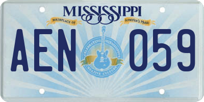 MS license plate AEN059
