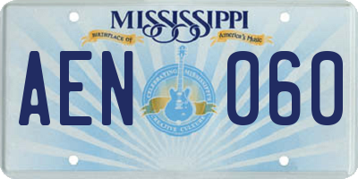 MS license plate AEN060