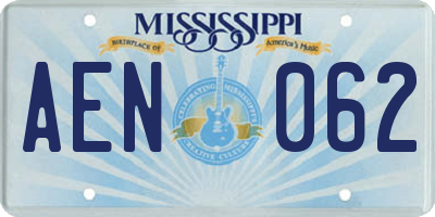 MS license plate AEN062