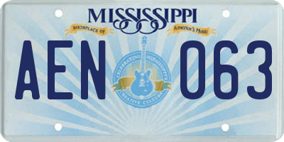 MS license plate AEN063
