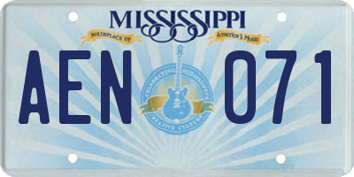MS license plate AEN071