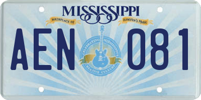 MS license plate AEN081