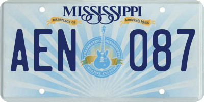 MS license plate AEN087