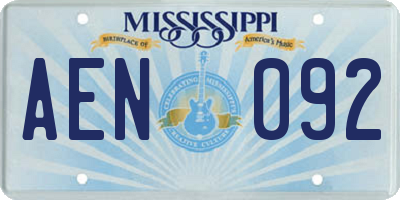 MS license plate AEN092