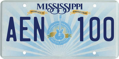 MS license plate AEN100