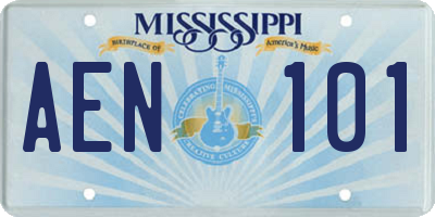MS license plate AEN101