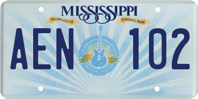 MS license plate AEN102