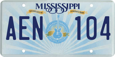 MS license plate AEN104