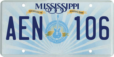 MS license plate AEN106