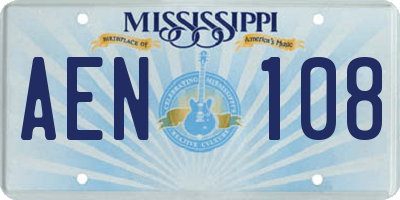 MS license plate AEN108
