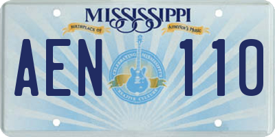MS license plate AEN110
