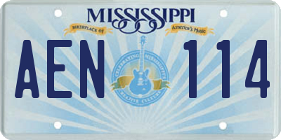 MS license plate AEN114