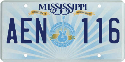 MS license plate AEN116