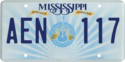 MS license plate AEN117