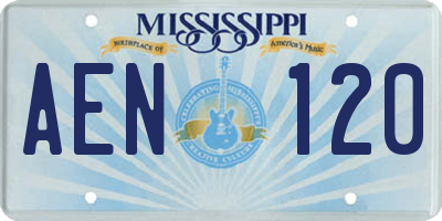 MS license plate AEN120