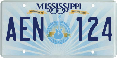 MS license plate AEN124