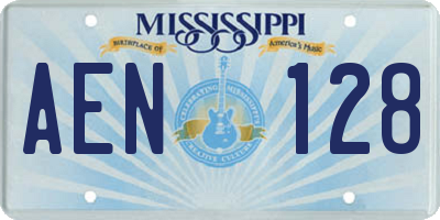 MS license plate AEN128