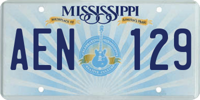 MS license plate AEN129
