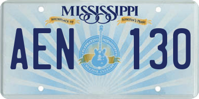 MS license plate AEN130