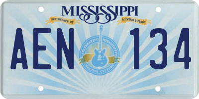 MS license plate AEN134
