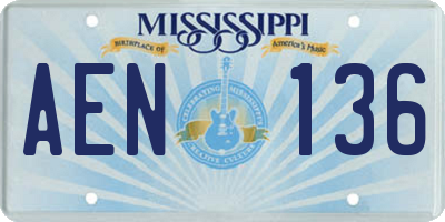 MS license plate AEN136