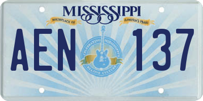 MS license plate AEN137