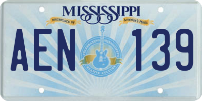 MS license plate AEN139