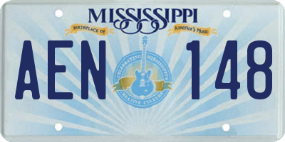 MS license plate AEN148