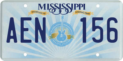 MS license plate AEN156