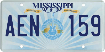 MS license plate AEN159