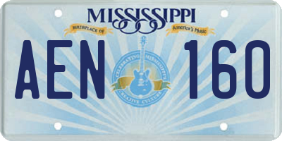 MS license plate AEN160