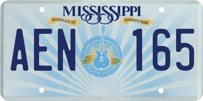 MS license plate AEN165