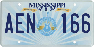 MS license plate AEN166